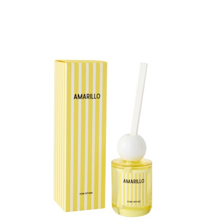 Diffuseur à roseaux « Citron » dans verre jaune 7.5x7.5x26.5 cm