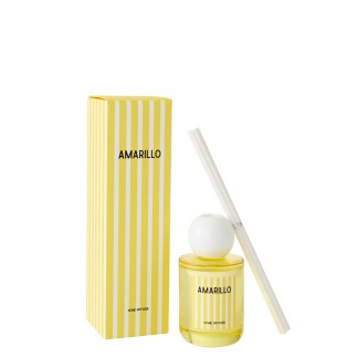 Diffuseur à roseaux « Citron » dans verre jaune 7.5x7.5x26.5 cm