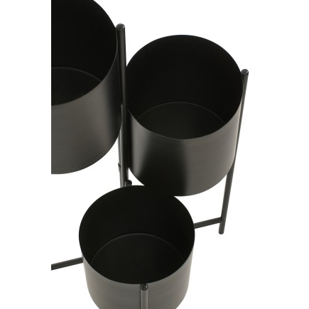 Cache-pots sur pied en métal noir 23x22.5x75.5 cm