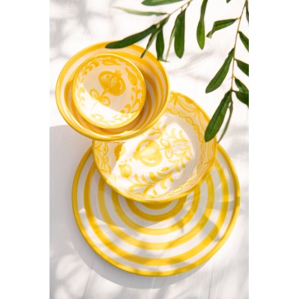 Assiette plate en céramique jaune 34x34x2.5 cm