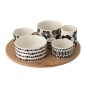 Plateau apéro avec 6 pots en céramique blanche 30x30x9 cm Plateau apéro avec 6 pots en céramique blanche 30x30x9 cm