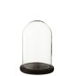 Cloche décorative socle marron en verre transparent 17.5x17.5x26 cm Cloche décorative socle marron en verre transparent 17.5x17.5x26 cm