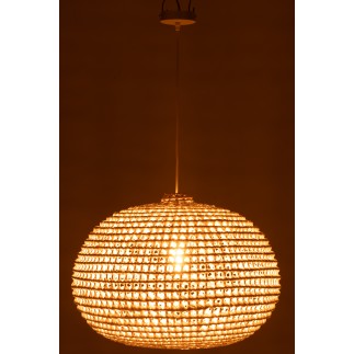 Candeeiro de teto redondo em metal trançado branco 55,5 x 55,5 x 40 cm