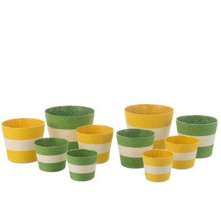Macetero cuerda amarilla y verde 21,5x21,5x17 cm