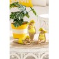 Cache-pot en corde jaune et verte 21.5x21.5x17 cm
