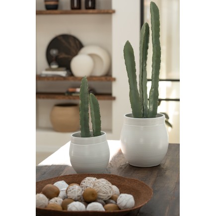 Cactus artificiale a 3 rami in vaso di plastica verde 14x14x47 cm