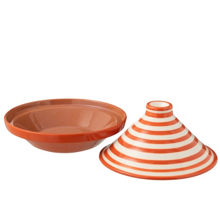Prato para tajine em cerâmica laranja 20x20x28 cm