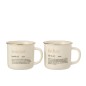 Lot de 2 mugs avec inscription en céramique blanche H.9cm Lot de 2 mugs avec inscription en céramique blanche H.9cm