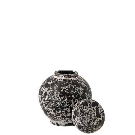 Vaso decorativo em cerâmica preto e branco 17x17x20 cm