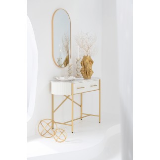 Miroir ovale en verre or 50x100 cm