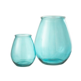 Jarrón de cristal azul cielo 29 x 29 x 35,5 cm