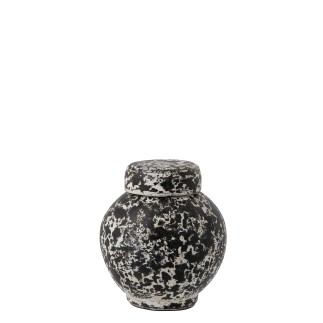Vaso decorativo em cerâmica preto e branco 17x17x20 cm
