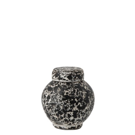 Vaso decorativo em cerâmica preto e branco 17x17x20 cm