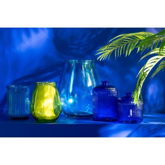 Vase en verre bleu ciel 29x29x35.5 cm