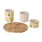 Conjunto de tapas com 3 taças de cerâmica branca, 8x8x9,5 cm Conjunto de tapas com 3 taças de cerâmica branca, 8x8x9,5 cm