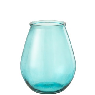 Vase en verre bleu ciel 29x29x35.5 cm