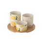 Conjunto de tapas com 3 taças de cerâmica branca, 8x8x9,5 cm Conjunto de tapas com 3 taças de cerâmica branca, 8x8x9,5 cm