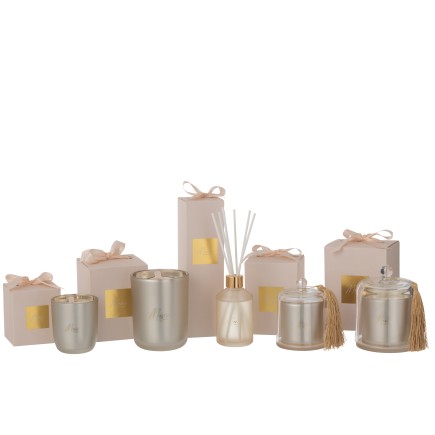 Aceite perfumado Merci en parafina beige 7x7x25 cm