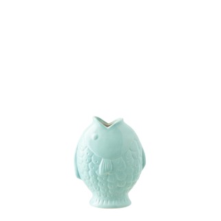 Vase poisson en grès bleu 17.8x10.5x22.8 cm