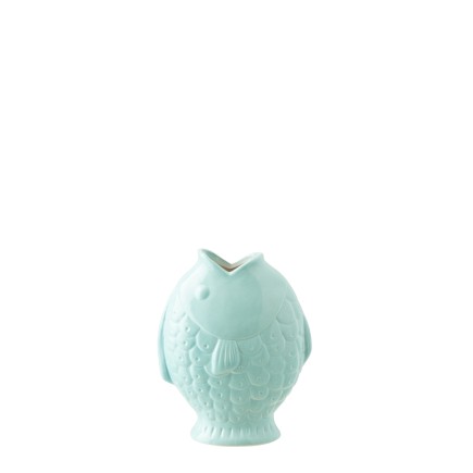 Vase poisson en grès bleu 17.8x10.5x22.8 cm