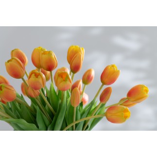 Bouquet de 7 tulipes artificiel en synthétique orange 17x10x46 cm