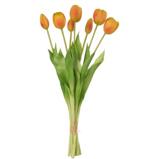 Bouquet de 7 tulipes artificiel en synthétique orange 17x10x46 cm