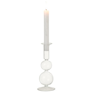 Chandelier boules 1 bougie en verre transparent 8x8x21 cm