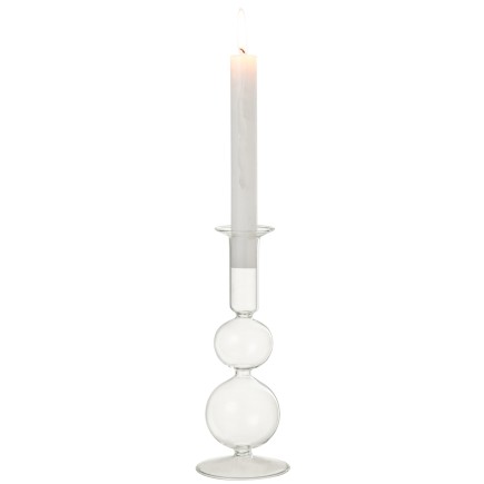 Chandelier boules 1 bougie en verre transparent 8x8x21 cm
