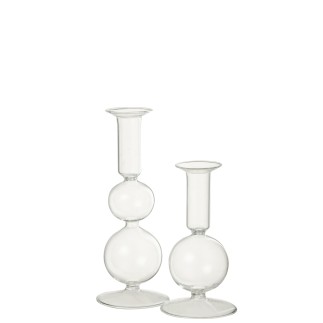 Chandelier boules 1 bougie en verre transparent 8x8x21 cm