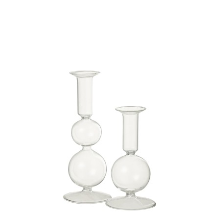 Chandelier boules 1 bougie en verre transparent 8x8x21 cm