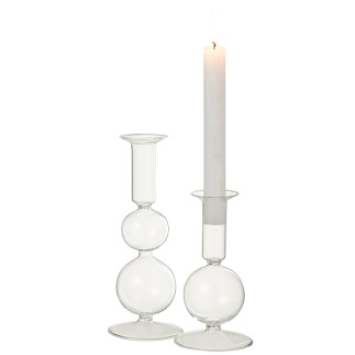 Chandelier boules 1 bougie en verre transparent 8x8x21 cm