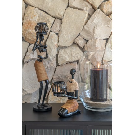 Bougie cylindrique marron et noire L7xl7xH15cm