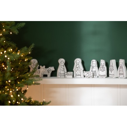 Scène de la nativité en céramique blanc 5x2x9 cm