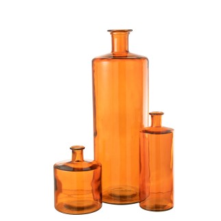 Vase bouteille en verre rouge 26x26x74 cm