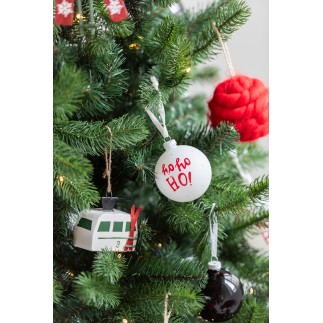 Caja de 6 bolas de Navidad de vidrio blanco - rojo 8x8x8 cm