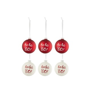 Caja de 6 bolas de Navidad de vidrio blanco - rojo 8x8x8 cm
