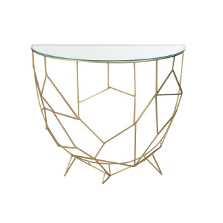 Consola semicircular de metal dorado 90*46*76 cm