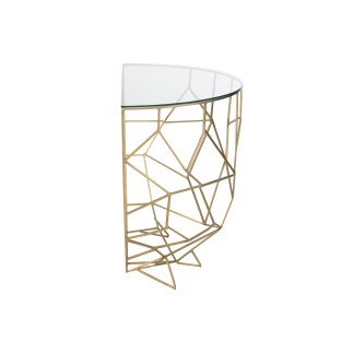 Consola semicircular de metal dorado 90*46*76 cm