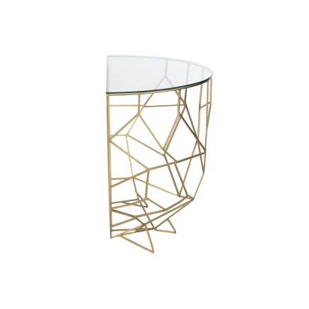 Consola semicircular de metal dorado 90*46*76 cm