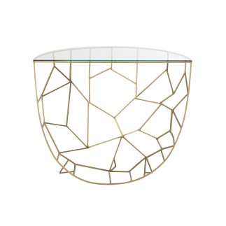 Consola semicircular de metal dorado 90*46*76 cm