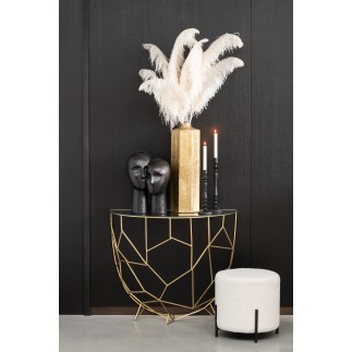 Consola semicircular de metal dorado 90*46*76 cm
