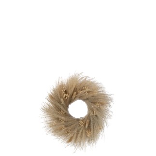 Couronne fleurs séchées en roseau naturel 38x7x38 cm