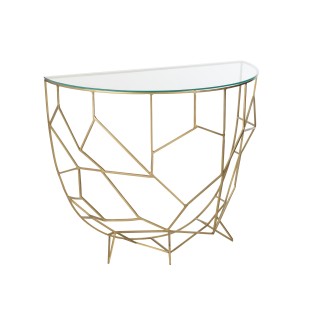 Consola semicircular de metal dorado 90*46*76 cm