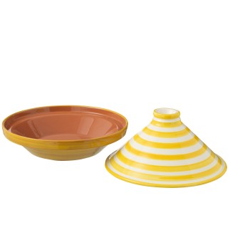 Plat à tajine en céramique jaune 20x20x28 cm