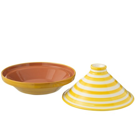 Plat à tajine en céramique jaune 20x20x28 cm