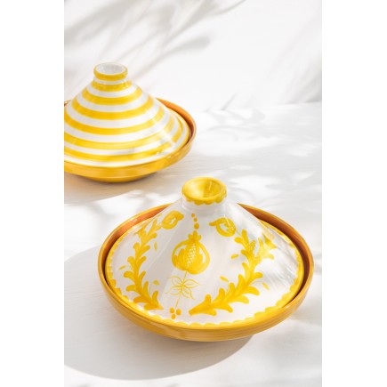 Plat à tajine en céramique jaune 20x20x28 cm