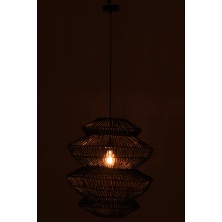 Lampada da soffitto in corda e metallo nero 50x50x57 cm