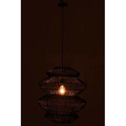 Candeeiro de teto em corda e metal preto 50x50x57 cm