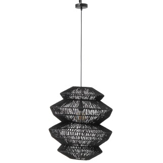 Plafonnier en corde et métal noir 50x50x57 cm
