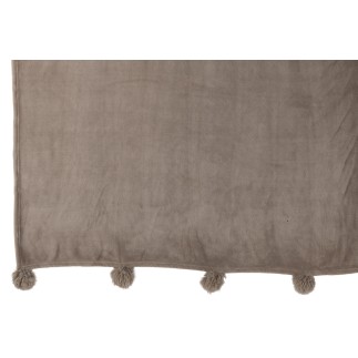 Manta com pompons em poliéster cinza-claro 176 x 128 cm